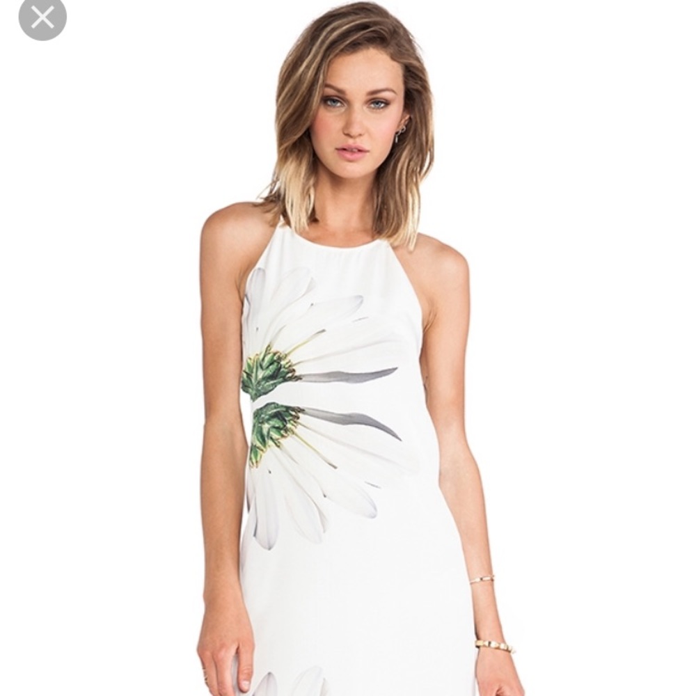 Tibi Emme halter Silk white flower midi dress